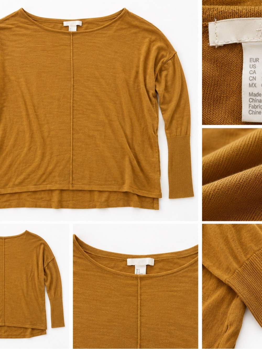 H&M Mustard Boatneck Long-Sleeve Sweater